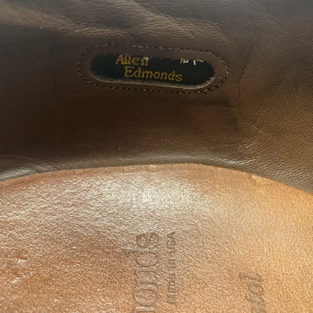 Allen Edmonds Bristol Plain Toe Blucher Leather Sole Black 13 AA Narrow